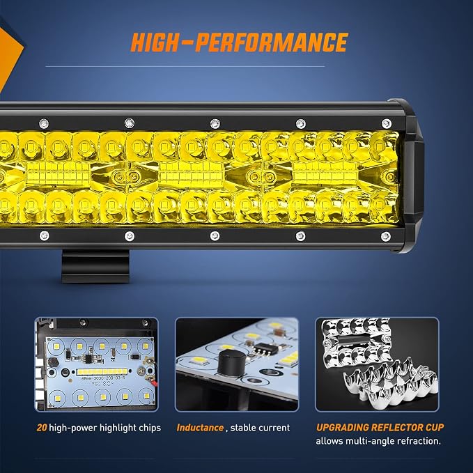 Nilight 12Inch Amber LED Light Bar 240W Triple Row Spot Flood Combo Led Off Road Lights for Truck Car ATV SUV Cabin Boat with 16AWG Wiring Harness Kit, 2 Years Warranty - Image 3
