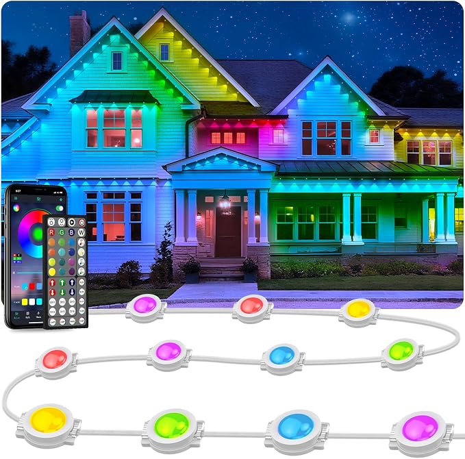 LETIANPAI 300FT Permanent Outdoor Lights,RGB Eaves Light with App Control Remote,DIY Scene Modes IP67 Waterproof Under Eave Lighting,Outdoor Lights for Decor,Garden Decor,House,Party by LETIANPAI