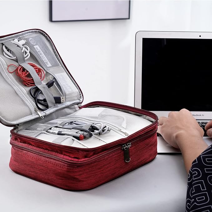 OrgaWise Electronics Organizer, Electronic Accessories Bag Travel Cable Organizer Three-Layer for iPad Mini, Kindle, Hard Drives, Cables, Chargers - Image 7