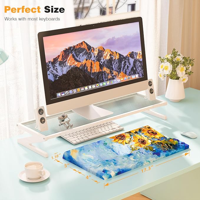 Ospelelf Keyboard Wrist Rest, Ergonomic Memory Foam Wrist Support for Typing & Gaming, Tilted Keyboard Pad, Aesthetic Desk Accessories for Office, Relief for Carpal Tunnel & Wrist Pain, Sunflower - Image 6