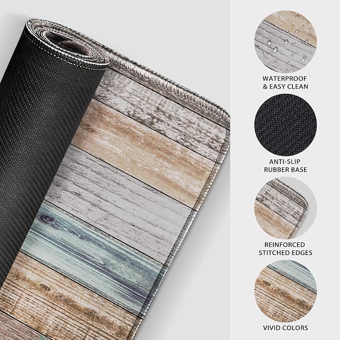 Rustic Wood Pattern Large Gaming Mouse Pad Desk Mat 31.5"x15.7" | Extended Mousepad, Non-Slip Rubber Base , Stitched Edges, for Computer/Laptop/Office/Home - Image 6