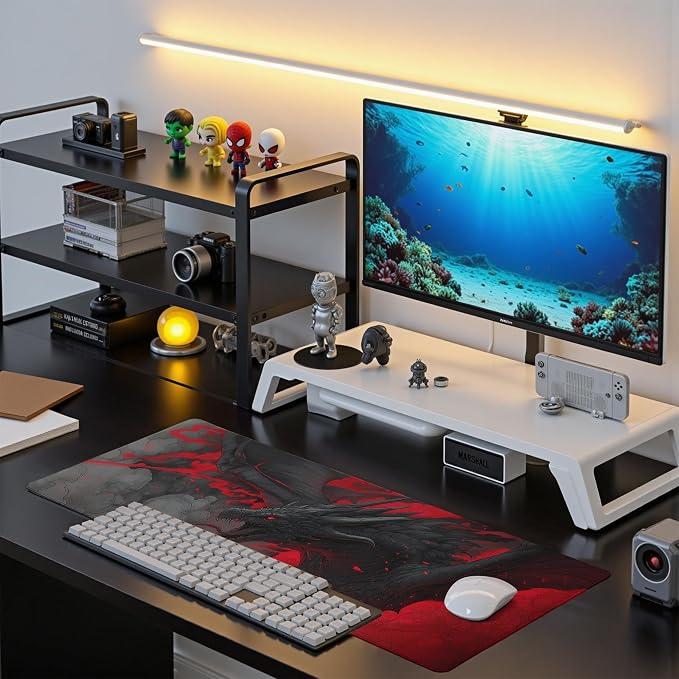 Huge Dragon Mouse Pad Desk Mat XL Extended Large Gaming Desk Pad Mousepad, Red and Black Computer Laptop Keyboard and Mouse Mat, Desktop Protector Mat for Office and Home 31.5x11.8 in - Image 7