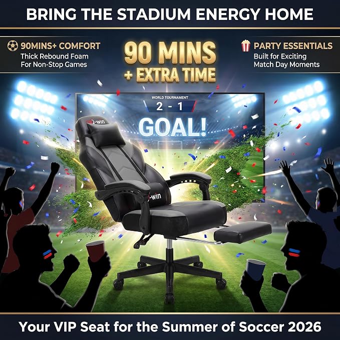 DL-win Gaming Chairs for Adults, Computer Chair with Footrest and High Back, Big and Tall Gamer Chair's with Massage Lumbar Support, 360° Swivel Height Adjustable Gaming Chair, Grey - Image 5