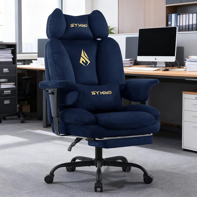 Symino Ergonomic Gaming Chair with Footrest – Office Gaming Chair Reclining 90-155° with Adjustable Armrests – Adults up to 130 kg - Image 2