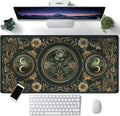 Celestial Art Nouveau Botanical Desk Mat Gold Moon Large Mouse Pad Emerald Vintage Big Gaming Mousepad 31.5''X15.7'' Plant Aesthetic Desk Pad XXL Extended Keyboard Mouse Mat Office Decor by CYZFF