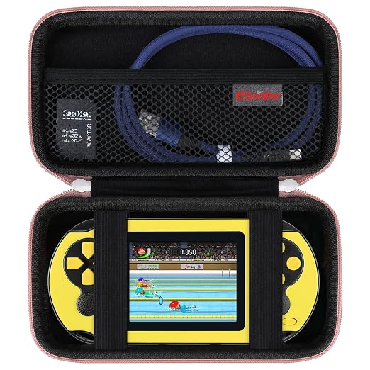 Elonbo Carrying Case for TaddToy/WELLST·G/Beijue/FAMILY POCKET/CCTU/X- JOYKIDS/GREENCREEK/Beico/KAVOYI/GuaiyeyeAP/TEBIYOU Handheld Game Console, Portable Electronic Gaming Player Bag, Gold by Elonbo