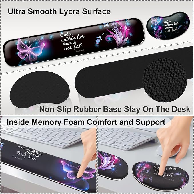 4 in 1 Mouse Pad and Keyboard Wrist Rest,Large Desk Mat,Coaster Set-Tree - Image 5