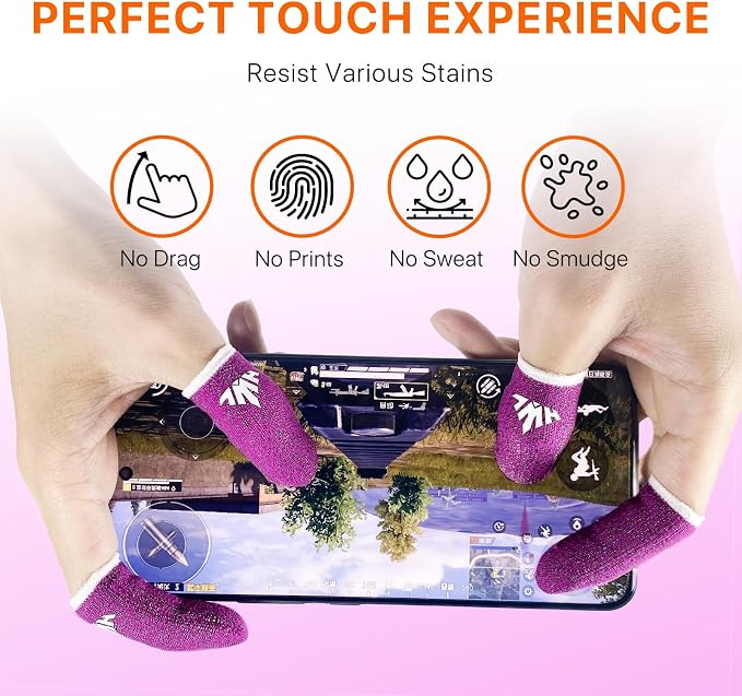 10 Pack Silver Fiber Dedales Gamer Anti Slip Sweat Proof Gaming Finger Sleeves Cots Mobile Phone Gloves Guantes para Durable Thumb Covers for Pubg (Rose Red10-Pack + Storage Box) - Image 4