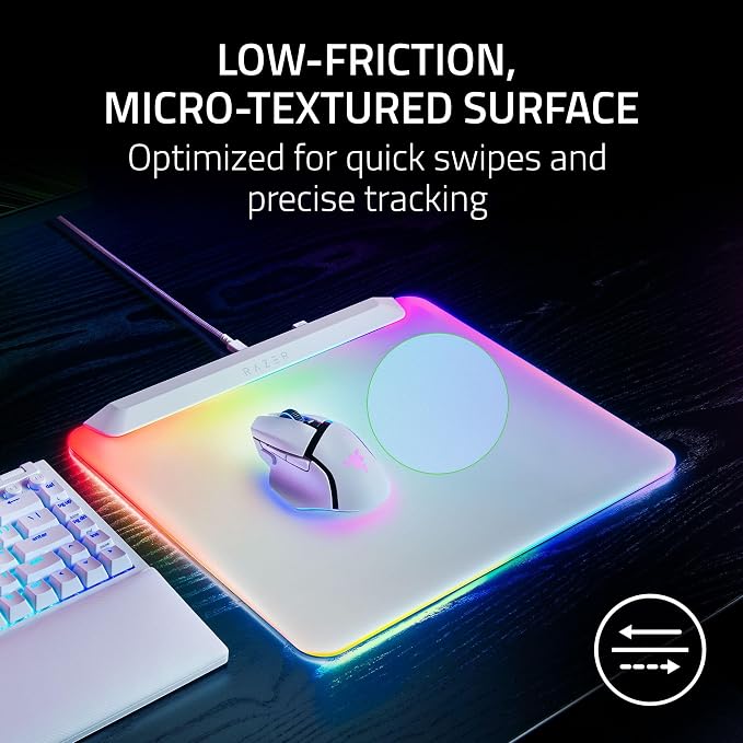 Razer Firefly V2 Pro Fully Illuminated RGB Gaming Mouse Mat: Backlit Design - 15 Zone Chroma Lighting - USB 2.0 Port - Detachable USB Type C Cable - Micro Textured Surface - Anti Slip Base - Image 6