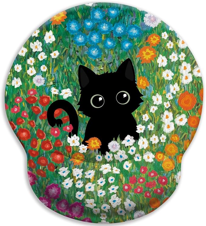 LIMKRIAN Black Cat Ergonomic Mouse Pad with Gel Wrist Rest, 9.8 x 8.6 in - Image 9