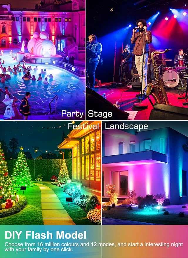 T-SUN LED Flood Lights Outdoor, 600W Equivalent Smart RGB Landscape Light - Image 8