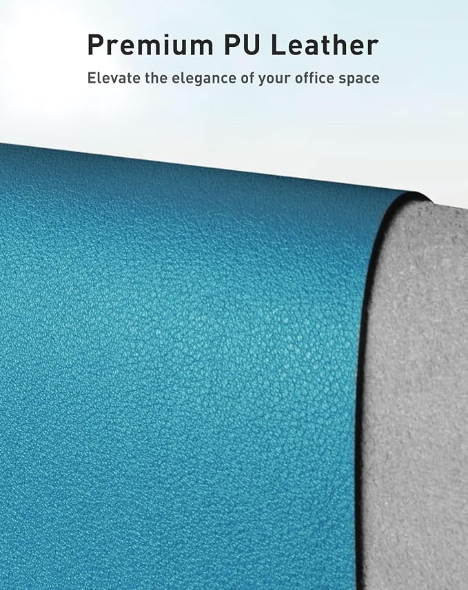 Aothia Faux Leather Desk Mat - Large Mouse Pad, Non-Slip PU Leather Blotter, Waterproof Writing Surface for Office and Home (Turquoise, 40" x 24") - Image 2