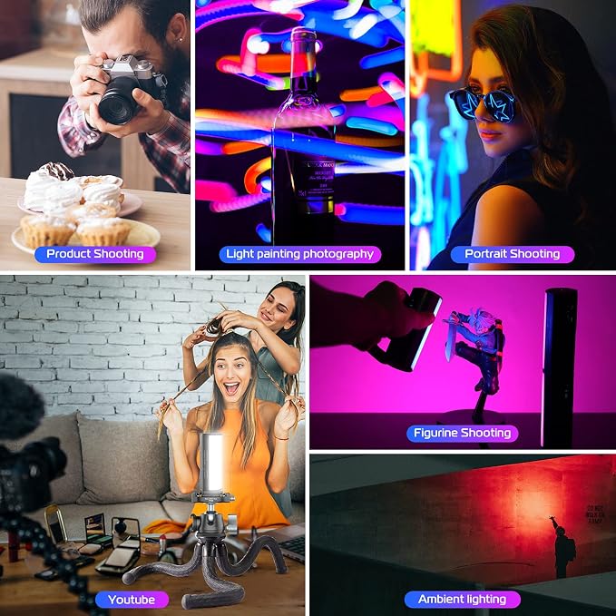ULANZI 2 Pack Handheld Light Wand, 360° RGB LED Video Light for Photography, 2000mAh Rechargeable Light Stick for Video Shooting, 2500-9000K Dimmable Camera Light w LCD, Support Magnetic Attraction - Image 6