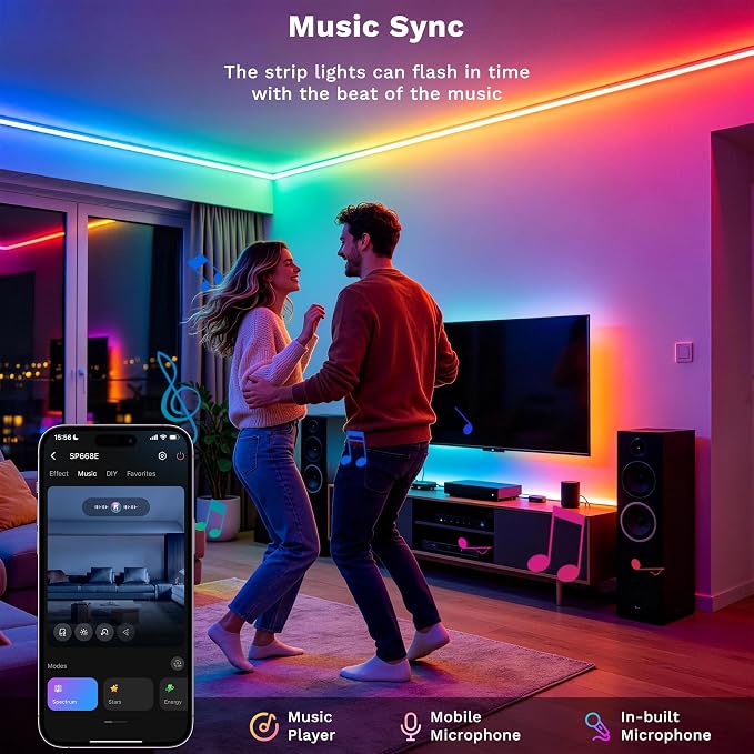 MIWISE LED Strip Lights,RGB Smart IC COB LED Strip Light Color Chasing,24ft Multicolor Flexible LED Tape Light,Music Sync with APP Control,Addressable DIY 16M Colors,for Cabinet,Bedroom,Party Decor - Image 6