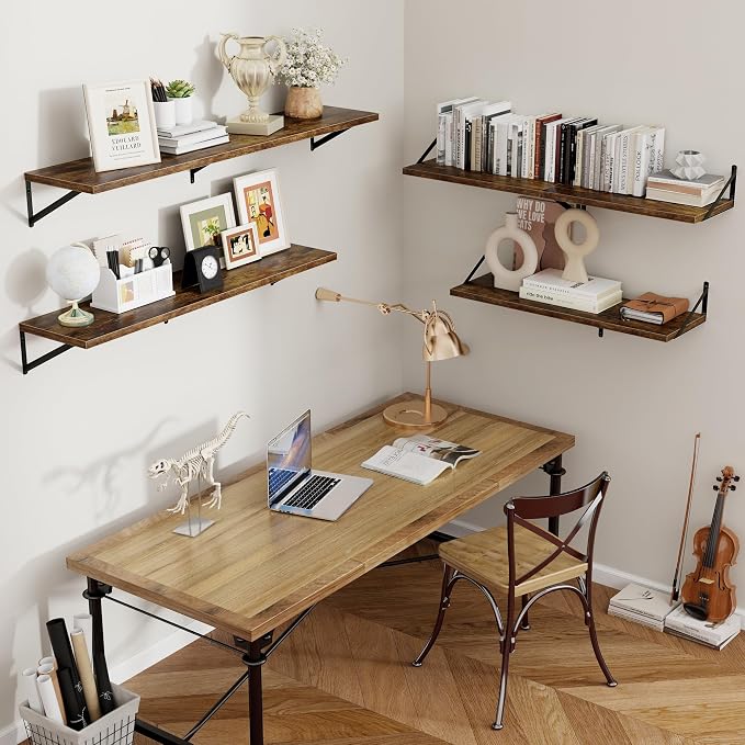 Axeman 12 Inch Deep Floating Shelves for Wall - 24 Inch Wide x 12 Inch Deep Wall Shelves Set of 2 - Rustic Wood Floating Shelves for Living Room - Image 7