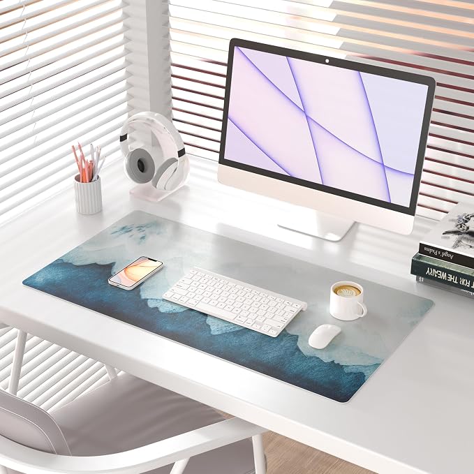 QiyI PU Leather Large Mouse Pad, Office Decor, 31.5" x 15.7", Mountain | Desk Décor Accessories, Extended Size, Waterproof & Easy to Clean, Smooth Surface, Non Slip Desk Organization - Image 2