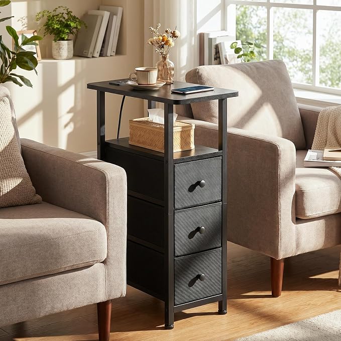 LOAKEKEL Narrow End Tables Living Room Set of 2 with Charging Station - Image 2