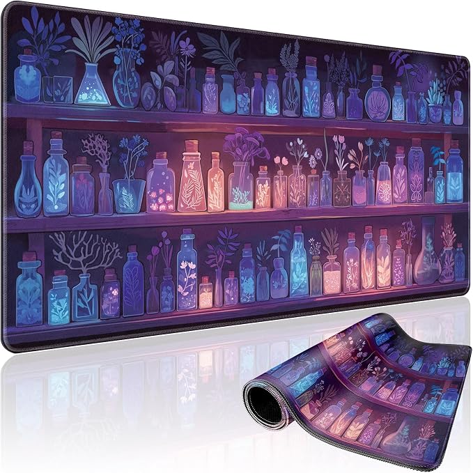 Mystical Potion Bottles Large Gaming Mouse Pad Desk Mat 31.5x15.7 | Extended Mousepad, Non-Slip Rubber Base , Stitched Edges, for Computer/Laptop/Office/Home by Mcapirivo