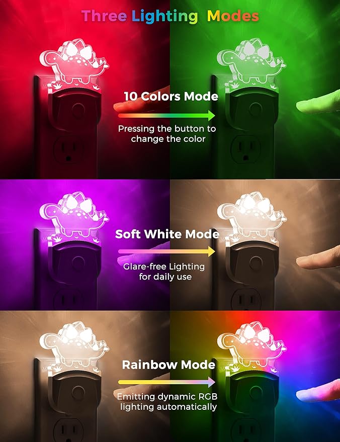 L LOHAS LED Dinosaur Night Light for Kids, Nightlight Plug in, Dusk-to-Dawn - Image 2