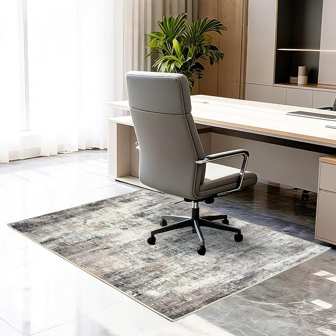 Office Chair Mat for Hardwood Tile Floor, 36"x48"Anti-Slip Under Desk Carpet Protector for Rolling Computer Chair Mat, Machine Washable Office Area Carpet (Chenille,Beige) by Ufeekare