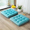 1 MIDDLE ONE Floor Pillow Set of 2, Memory Foam Meditation Cushion, Floor Cushions for Adults Sitting, Large Square Seat Cushions for Yoga, Couch, Sofa, Kids, Living Room, 22x22 Inch (Blue) by 1MIDDLEONE