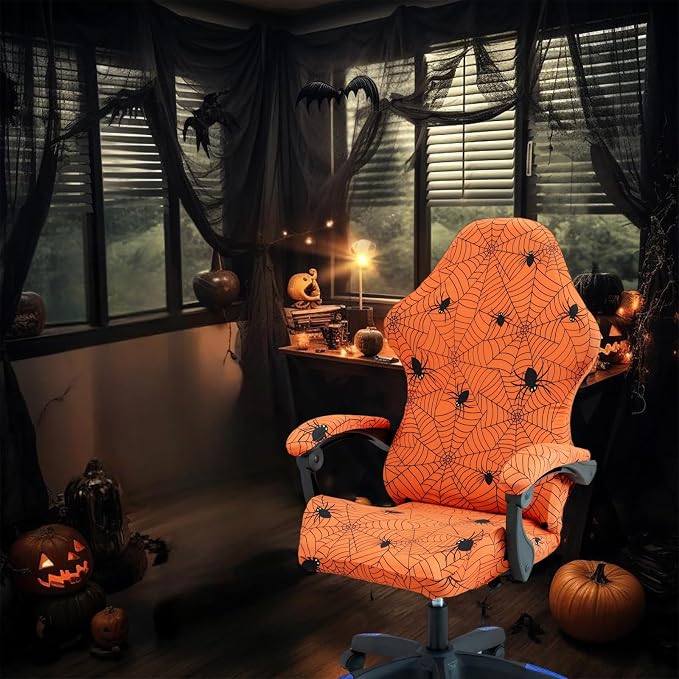 Gaming Chair Covers Slipcovers, Stretch Removable Washable Computer Reclining Gaming Chair Protector Slipcovers with Armrest Cover (No Chairs) (Halloween-Spider Web01) - Image 8