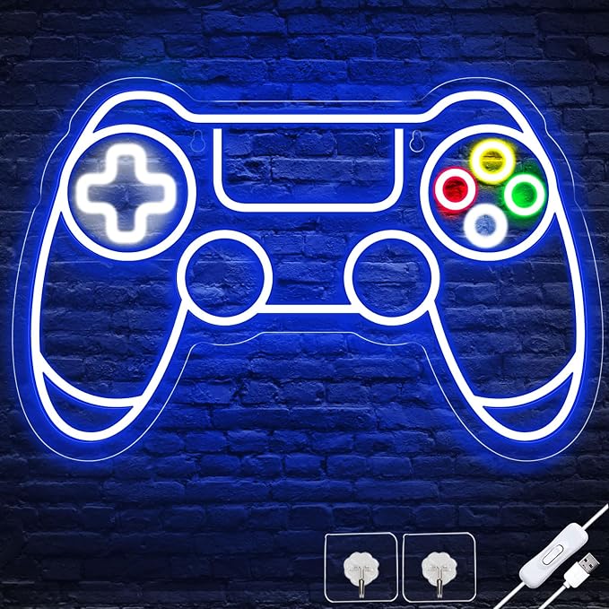 Gamer Neon Sign, Gamepad Shaped LED Neon Sign for Gamer Room Decor, Gaming Neon Sign for Boys Room Decor, Neon Gaming Sign for Gaming Wall Decor, USB Powered Gamer Gifts for Teens, Boys, Kids by EtherealLomoer