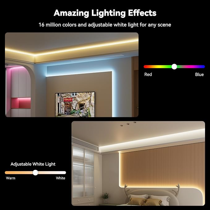 MIWISE RGB COB LED Strip Light 9.84ft/3m,Color Changing Dimmable Strip Light DC24V,Compatible with Alexa/Google Assistant/Tuya Multicolor Flexible Tape Light,for TV,Bedroom,Party DIY Decoration - Image 4