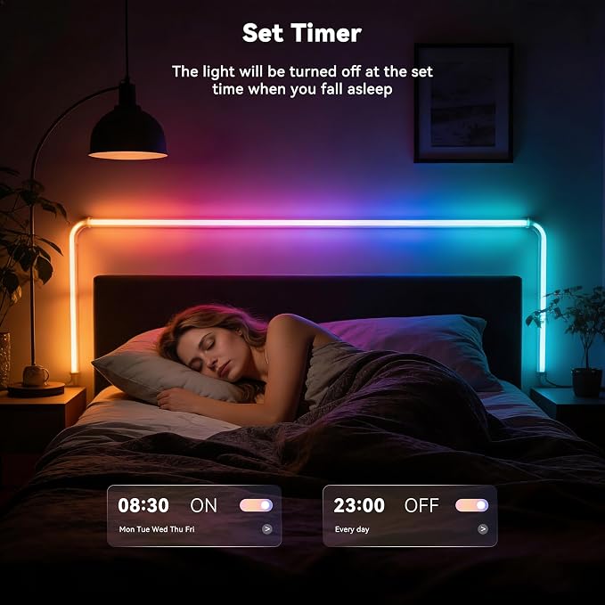 MIWISE 5V USB COB LED Strip Lights,RGB Smart IC LED Strip with App Control,Bluetooth Addressable Music Sync Color Changing Strip Lights,3M Back-Adhesive for Gaming Room PC Home Decor 6.56ft - Image 8