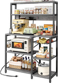 SUPERJARE Bakers Rack with Power Outlet, 35.4 Inches Coffee Bar with Basket by SUPERJARE