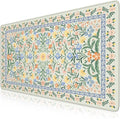 iCasso Desk Mat for Office Decor,35.4 x 15.7 in,Cute Green Floral | Desk Matt for Desktop,Desk Pad Mat for keyboard and mouse,XXL Large Mouse Pad,Anti-Slip keyboard pad with Stitched Edges by iCasso