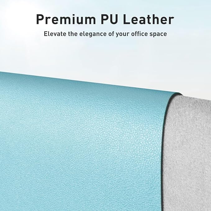 Aothia Large PU Leather Desk Pad Protector – Non-Slip Mouse Pad & Writing Mat for Office/Home, Waterproof, Easy to Clean (48" x 17", Blue Topaz) - Image 2