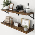 Axeman Deep Floating Shelves - 40 Inch Floating Shelves Set of 2-12 Inch Deep Brown Wood Wall Shelves for Living Room Bathroom Kitchen by Axeman