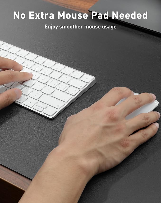 Aothia Faux Leather Desk Mat - Large Mouse Pad, Non-Slip PU Leather Blotter, Waterproof Writing Surface for Office and Home (Grey, 63" x 17") - Image 4