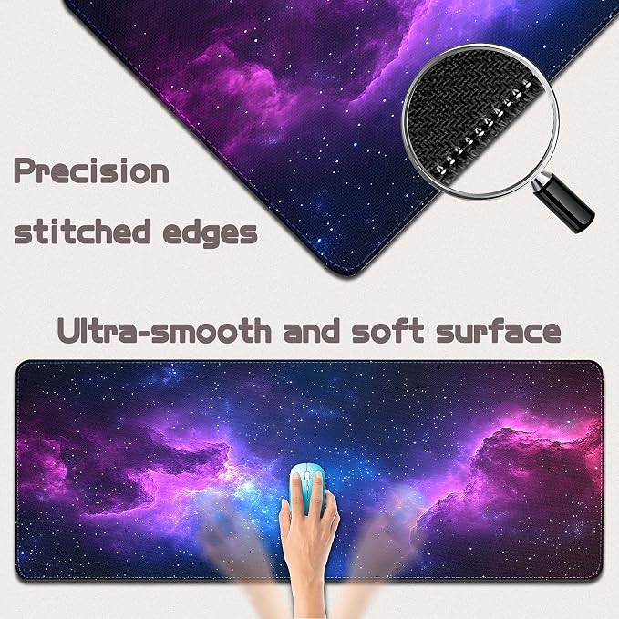 Mouse Pad Gaming - Desk Mat for Keyboard and Mouse - Galaxy Space Large Mouse Pad for Desk, Mousepad (31.5" x 11.8") with Non-Slip Base, Desks Pad Mat for Gaming, Office and Home - Image 3