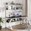 Gaming Desk with Pegboard, Large PC Table Computer Desk with Shelves Multifunctional Workbench Home Office Desk Study Writing Workstation(39.3" W x 66.9" H x 23.6" D, Black) by Unknown