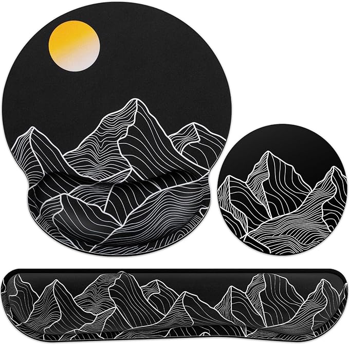 Mouse Pad Black, Ergonomic Keyboard Wrist Rest, Mouse Pad with Wrist Rest by QOMOLAMA