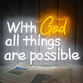 With God All Things Are Possible Neon Sign God Neon Lights for Wall Decor Light Up Religious Scripture Christian Bible Verses Sign Bibical Neon Wall Art by Vveikea