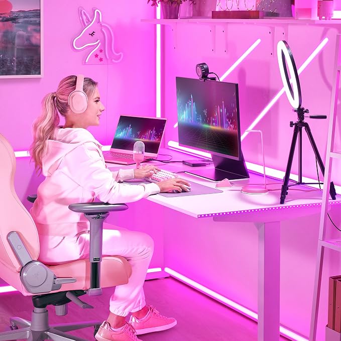 Razer Base Station V2 Chroma Headphone Headset Stand Holder, Pink | Chroma RGB Lighting, Taller Stand & Anti-slip Ledge, USB Charging Ports, 3.5mm Audio Jack, Anti-Slip Rubber Base - Image 8