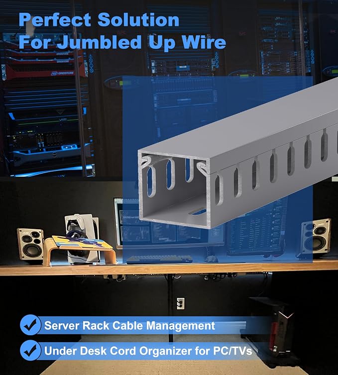 1.4"H x 1.6"W Cable Raceway, 66in Under Desk Wire Management Channel, Grey - Image 5