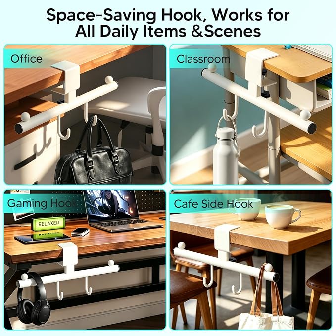 Heavy-Deauty Bag Hook for Desk,Adjustable Desk Hook - Image 7
