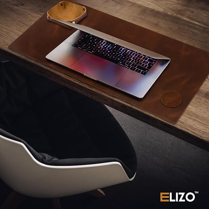 Elizo Real Leather Desk Mat Set (32x16) Large Desk Cover Desk Blotter Protector Computer Gaming Mouse Pad Table Laptop Office Desktop Accessories - Image 6