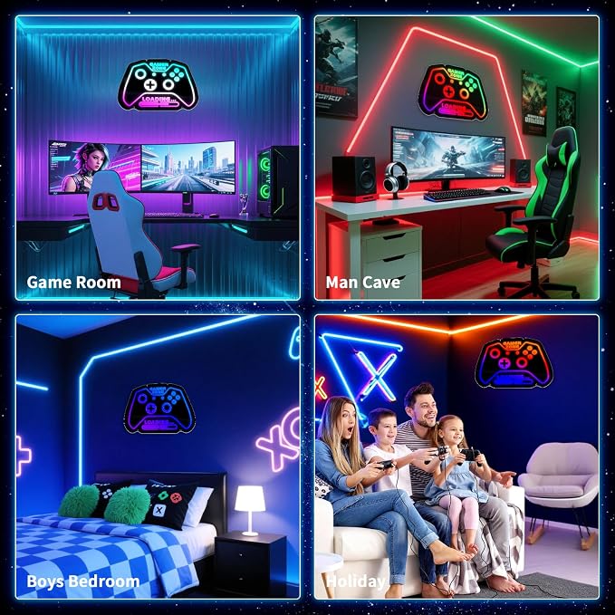 Gamer Neon Sign Gamepad Shaped LED Neon Lights for Gamer/Boys Room Decor Gaming Wall Decor Gamer Gift for Teens, Boys, Kids | USB Powered, Bluetooth APP Control, Music Sync & 210 Scene Modes - Image 6