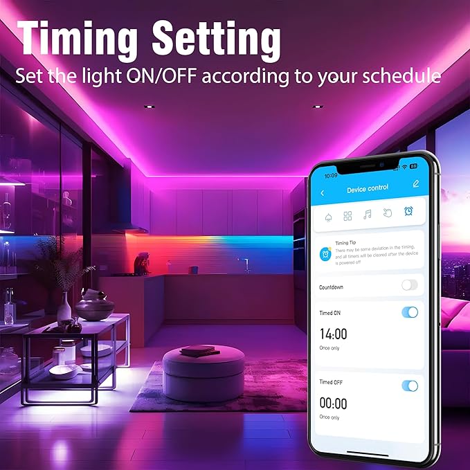 VOLIVO LED Strip Lights WiFi 100 FT, Compatible with Alexa and Google Assistant, 2 Rolls of 50ft RGB Led Light Strip, Music Sync Color Changing Lighting for Bedroom, Home, Kitchen, Party Decors - Image 6