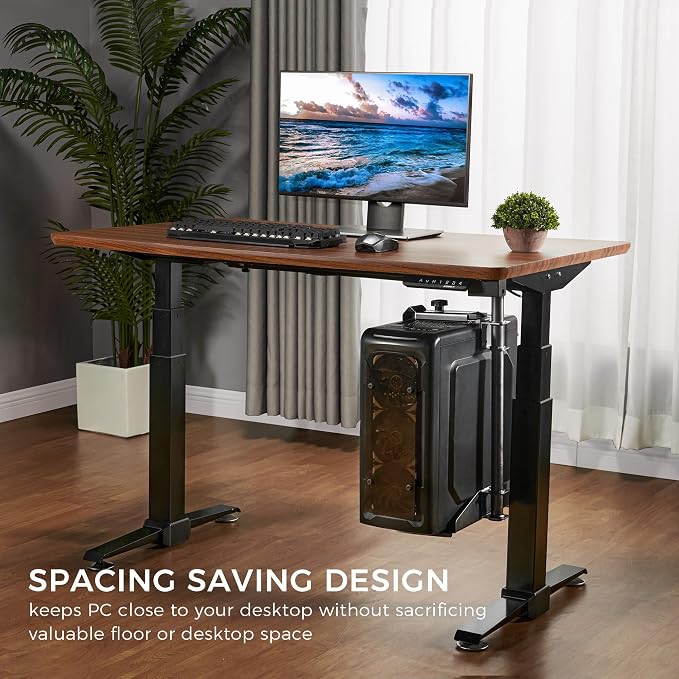 EUREKA ERGONOMIC CPU Holder Under Desk Mount, Computer Tower Holder 360° Swivel Height & Width Adjustable, Holds up to 44 lbs, Fits Most Computer Tower, Black - Image 2