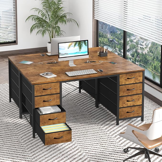 50 Inch Computer Desk with 8 Drawers for Home Office, Bedroom, Living Room - Image 9