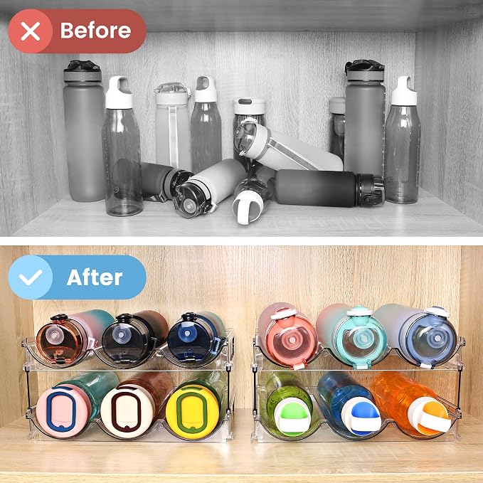 spospo Water Bottle Organizer for Cabinet 4 Pack Water Bottle Holder - Image 4