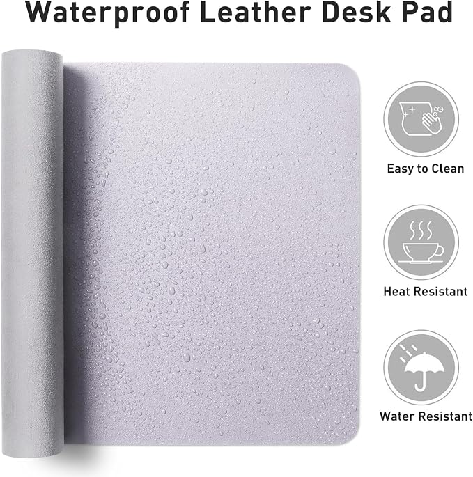 Aothia Large PU Leather Desk Pad Protector - Non-Slip Mouse Pad & Writing Mat for Office/Home, Waterproof, Easy to Clean (31.5"x15.7", Soft Lavender) - Image 8