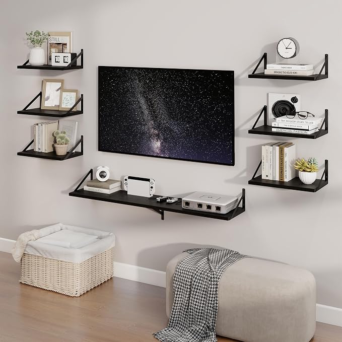 Axeman Deep Floating Shelves, 55'' x 10'' Black Wall Shelves Set of 2 - Image 2