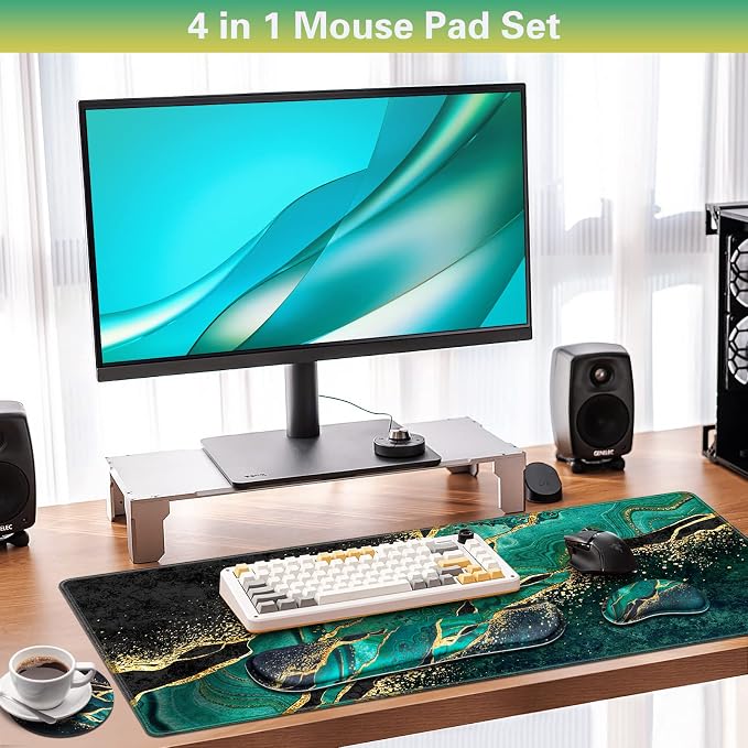 Canjoy Desk Mat with Wrist Rest, Keyboard and Mouse Pad Wrist Support Pad - Image 2